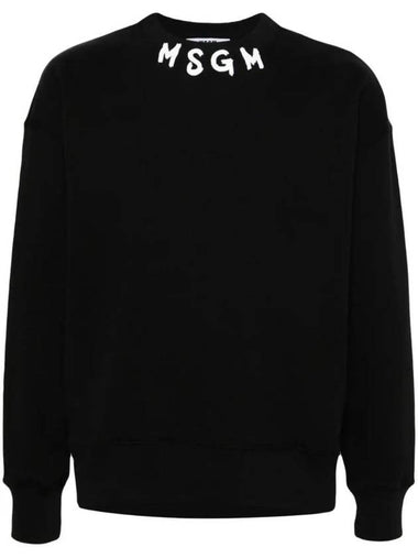 Logo Print Cotton Sweatshirt Black - MSGM - BALAAN 1