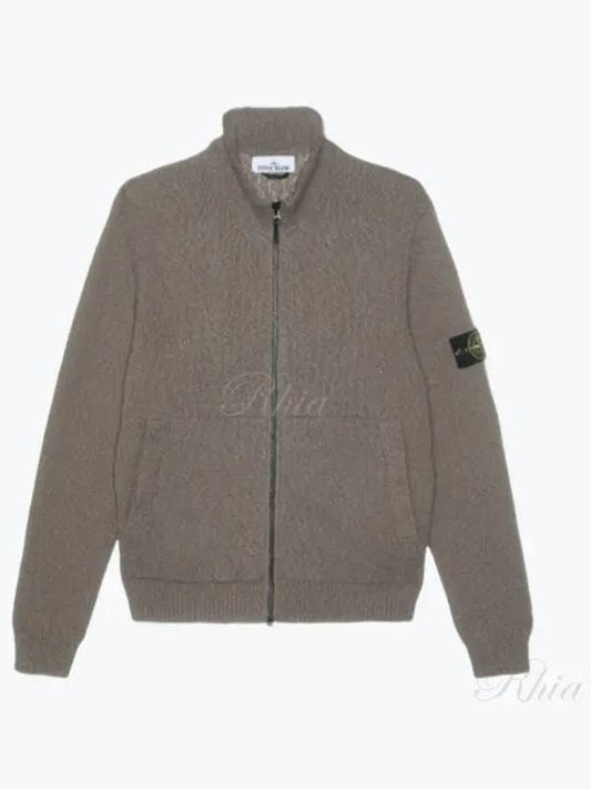 Logo Badge Full Zipper Loose Fit Cotton Cardigan Dove Grey - STONE ISLAND - BALAAN 2