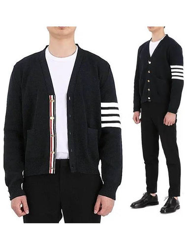 MKC171A 00219 415 Men's diagonal armband stitch cardigan 989014 - THOM BROWNE - BALAAN 1