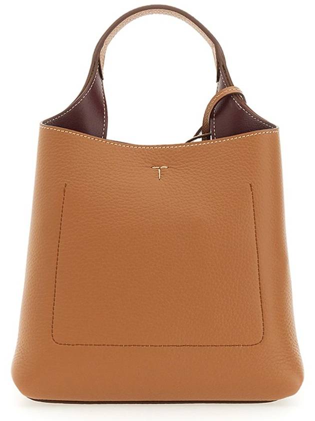 Logo Mini Leather Tote Bag Brown - TOD'S - BALAAN 5