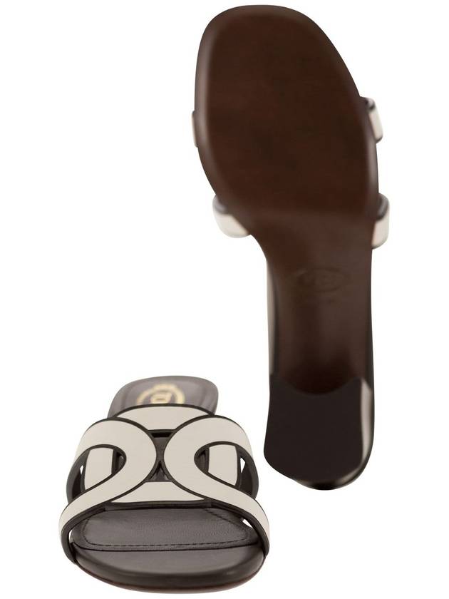 Cut Out Logo Detail Leather Sandal Heels White - TOD'S - BALAAN 6