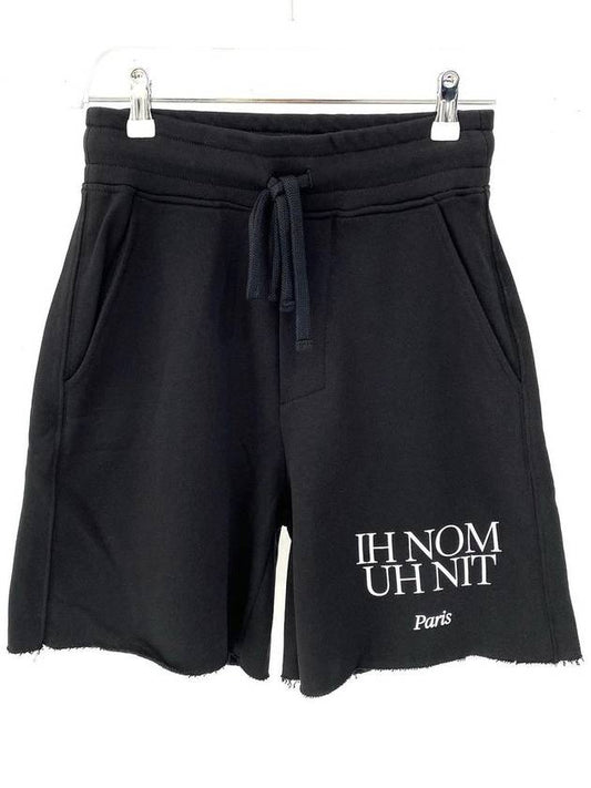 Logo Print Cotton Shorts Black NUS22312 - IH NOM UH NIT - BALAAN 1