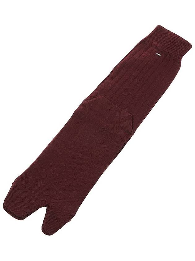 Tabi Ribbed Wool Blend Socks Bordeaux - MAISON MARGIELA - BALAAN 2