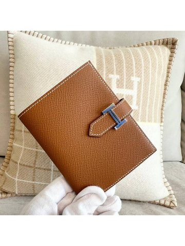 Bean half wallet camel gold silver plate - HERMES - BALAAN 1