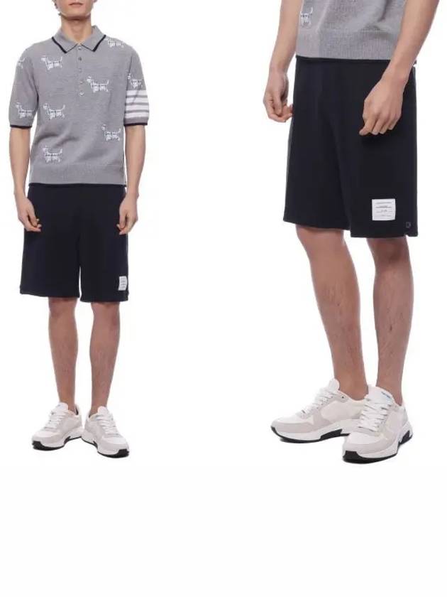 Logo Patch Midi Shorts Navy - THOM BROWNE - BALAAN 2