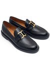 Marcie Metal Logo Smooth Leather Loafers Black - CHLOE - BALAAN.