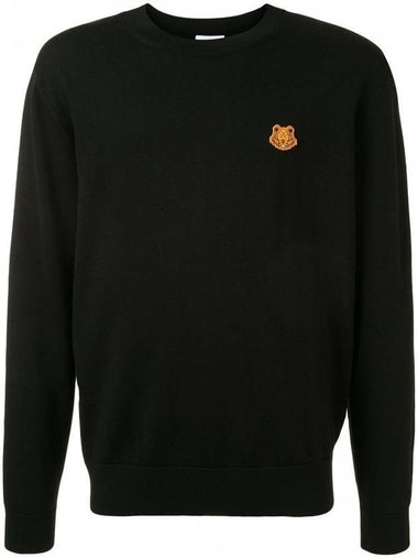 Men's Tiger Patch Crest Knit Top Black - KENZO - BALAAN 1