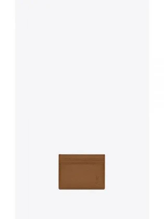 Casandra Shadow Grain Leather Card Wallet Brown - SAINT LAURENT - BALAAN 2