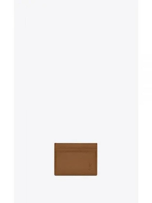 Casandra Shadow Grain Leather Card Wallet Brown - SAINT LAURENT - BALAAN 2