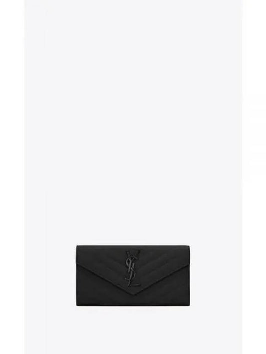 Monogram Quilted Long Wallet Black - SAINT LAURENT - BALAAN.