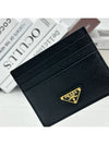 Saffiano Leather Triangle Logo Card Wallet Black Gold - PRADA - BALAAN 6