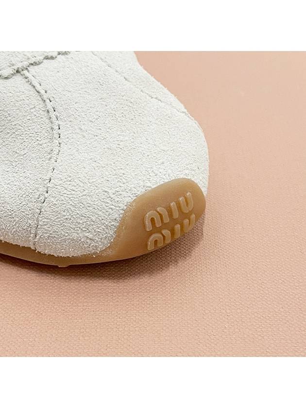 Women s Logo Suede Leather Sneakers White 5E114E 054 F0009 - MIU MIU - BALAAN 9