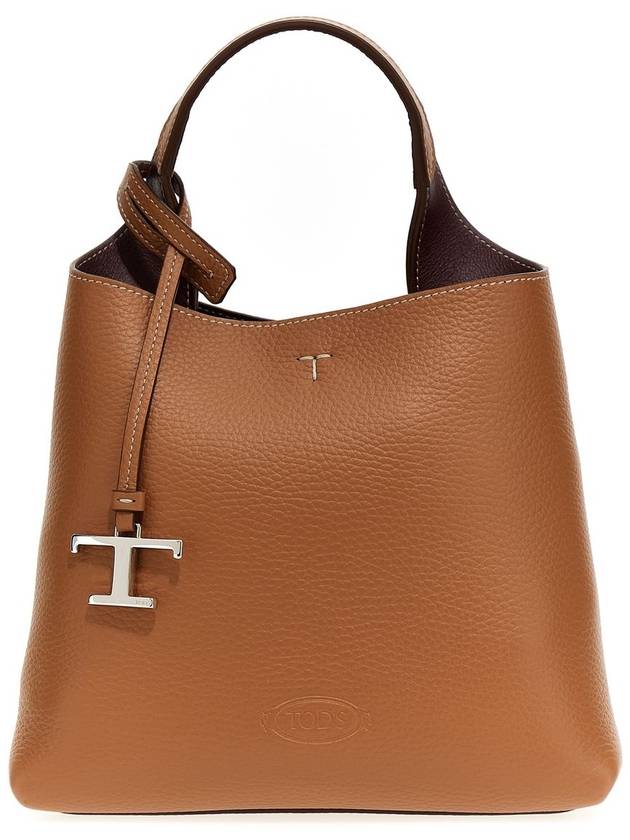 Logo Mini Leather Tote Bag Brown - TOD'S - BALAAN 2