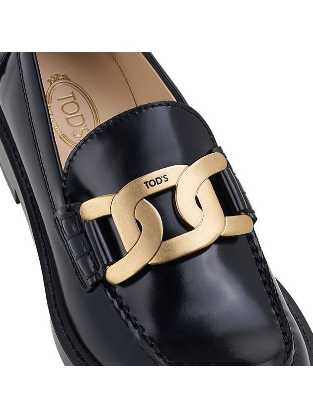 Brushed Leather Chain Loafers Black - TOD'S - BALAAN 9