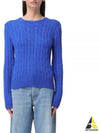 Embroidered Logo Pony Cable Knit Top Blue - POLO RALPH LAUREN - BALAAN 2