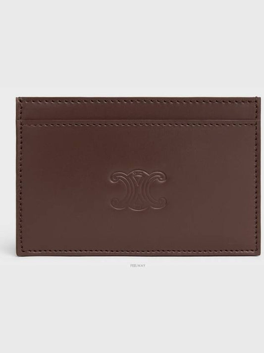 Card Holder Triomphe Embossed Satin Calfskin Chestnut - CELINE - BALAAN 2