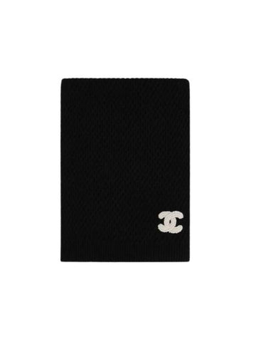 CC Logo Cashmere Scarf Black - CHANEL - BALAAN 1