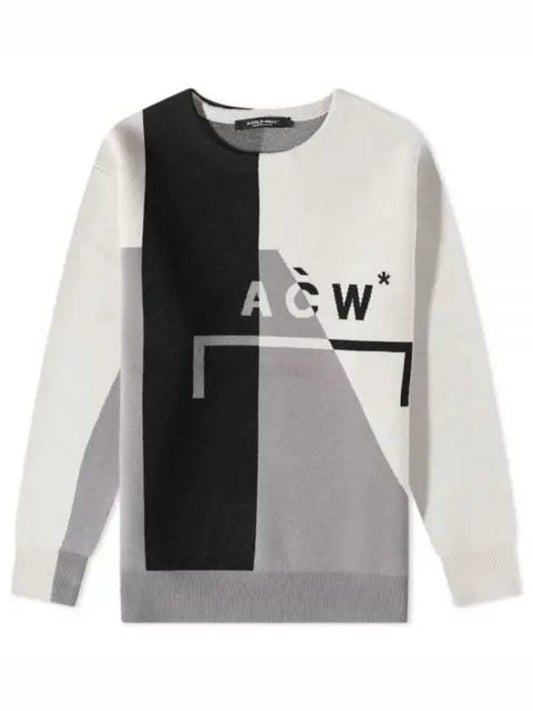 GEOMETRIC KNIT CREWNECK ACWMK085 BONE Geometric crew neck knit - A-COLD-WALL - BALAAN 1