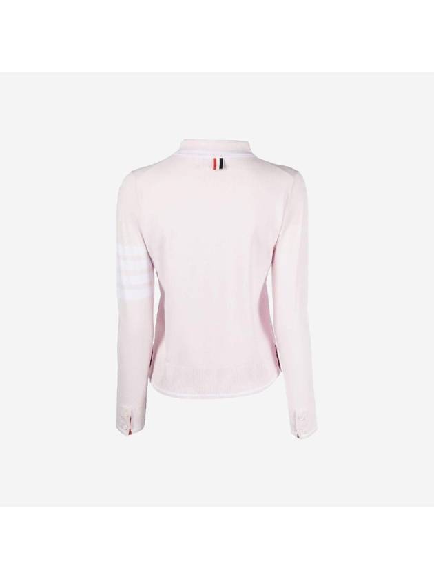 Women's Tipping Jersey Viscose Polo Shirt Pink - THOM BROWNE - BALAAN 3