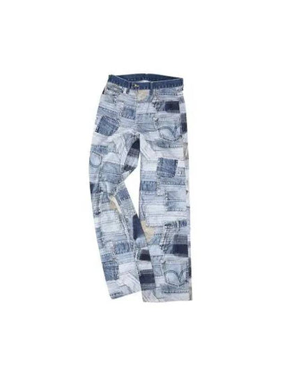 BRNO Patchwork Print Wide Jeans Blue - ANDERSSON BELL - BALAAN 2