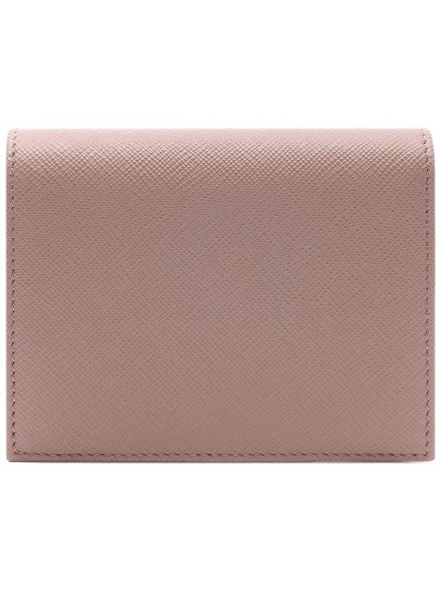 Gold Triangle Logo Saffiano Half Wallet Pink Beige - PRADA - BALAAN 6