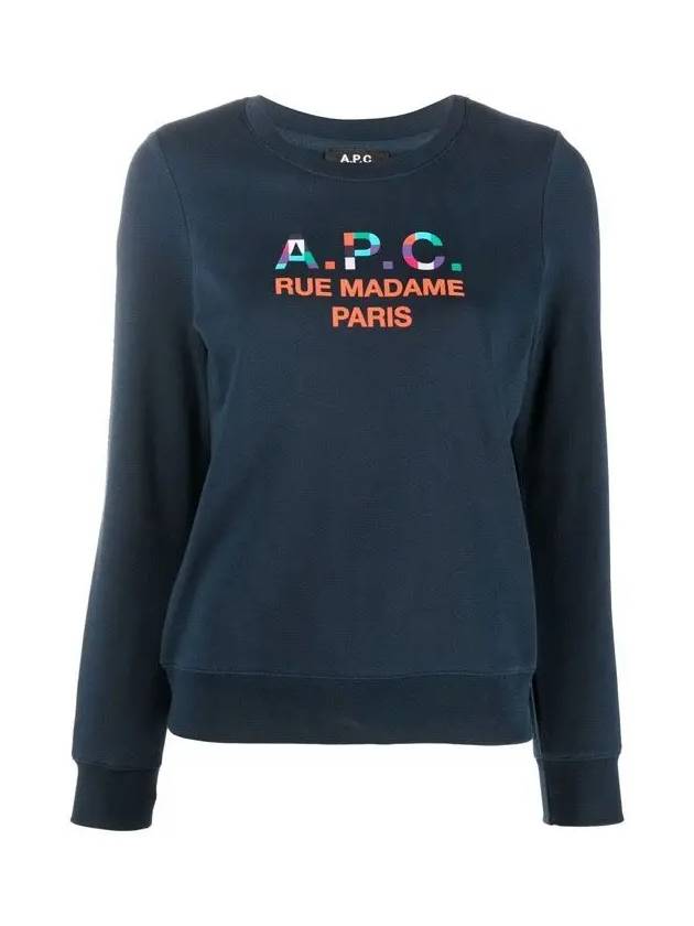 Women's Color Block Logo Sweat Sweatshirt Navy - A.P.C. - BALAAN 3