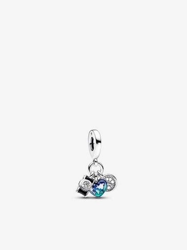 Camera Heart Compass Triple Dangle Charm Silver Blue - PANDORA - BALAAN 1