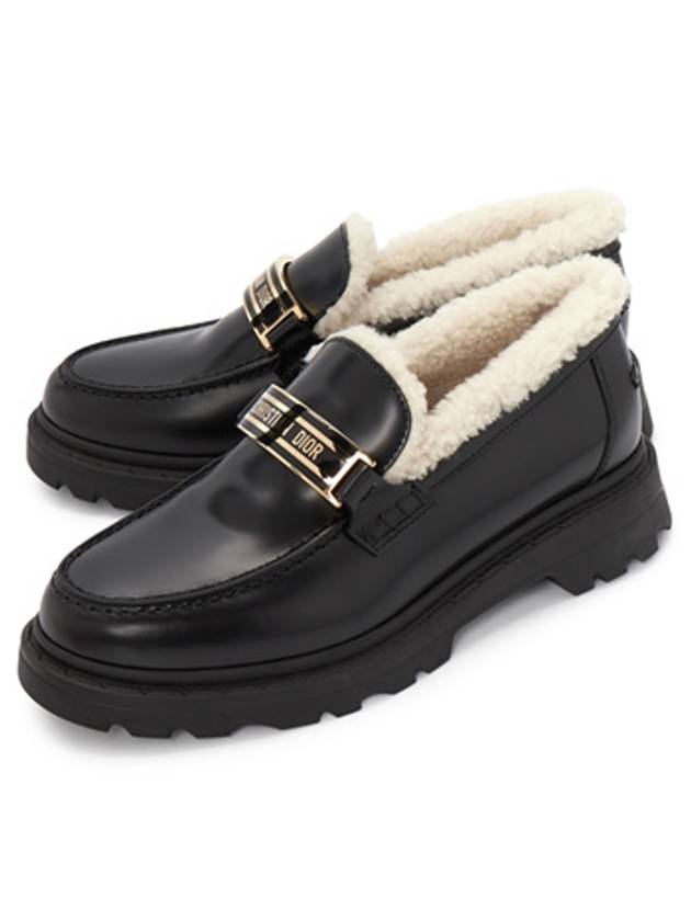 Code Brushed Calfskin Shearling Loafer Black - DIOR - BALAAN 2