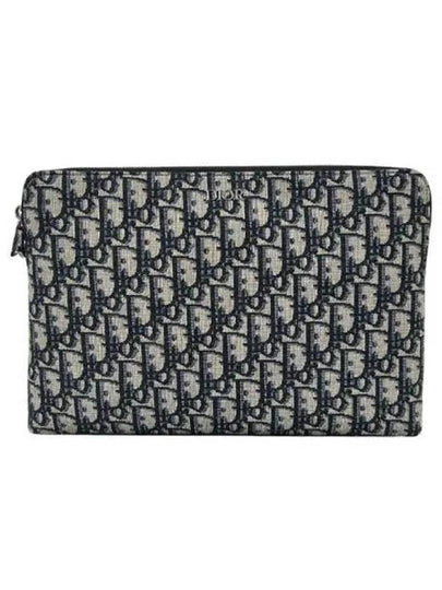 Oblique Jacquard Strap Clutch Bag Navy - DIOR - BALAAN 2