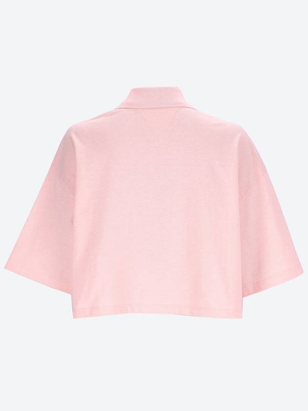 Cropped Cotton Piquet Polo Shirt Pink - BOTTEGA VENETA - BALAAN 3