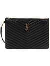 Gold Monogram Matelasse Clutch Bag Black - SAINT LAURENT - BALAAN 2