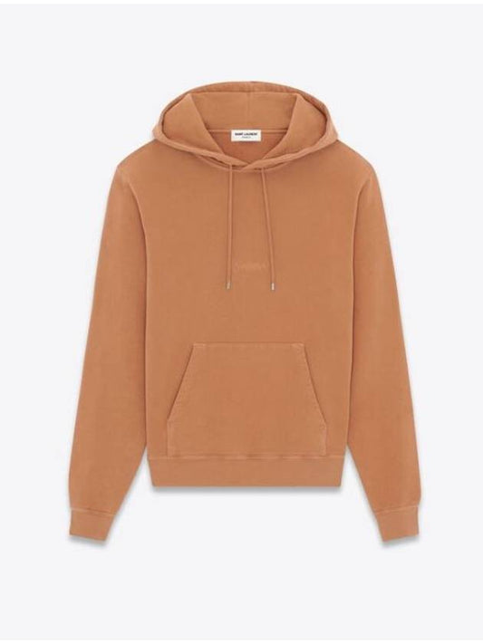 Embroidered Logo Cotton Hoodie Light Orange - SAINT LAURENT - BALAAN 1