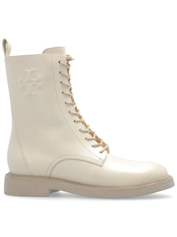 Tory Burch Leather Boots With Logo, Women's, Cream - TORY BURCH - BALAAN 1