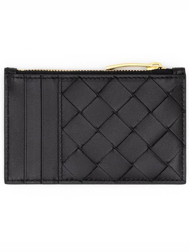 Intrecciato Zipper Leather Card Wallet Black - BOTTEGA VENETA - BALAAN 3