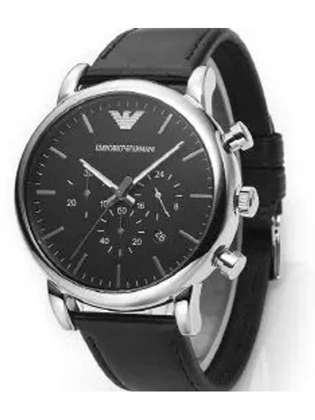 Chronograph Leather Watch Black - EMPORIO ARMANI - BALAAN 5