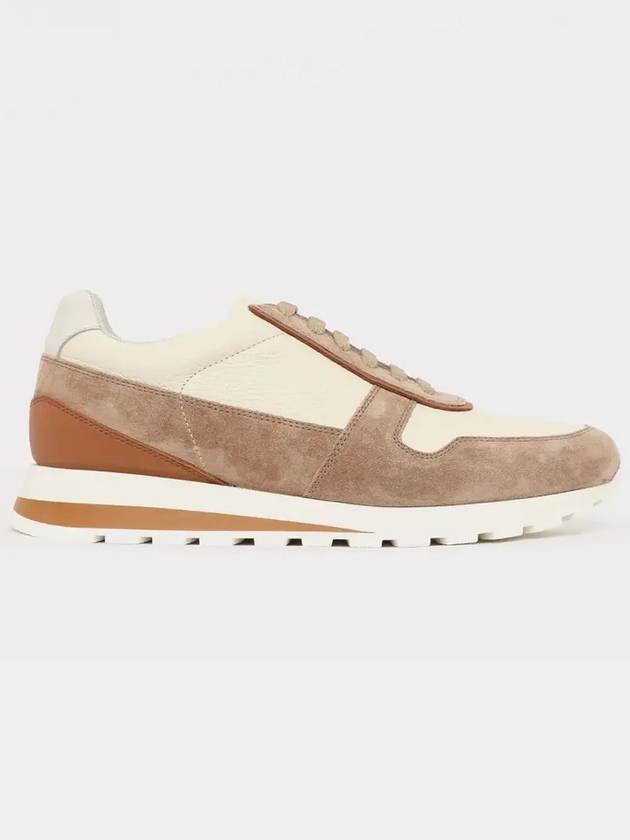 OLIMPO Texture Leather & Suede Sneakers MZUAVLA289 B0081187027 - BRUNELLO CUCINELLI - BALAAN 4