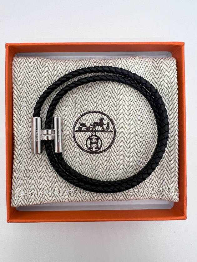 Tunis Tresse Palladium Bracelet Noir - HERMES - BALAAN 4