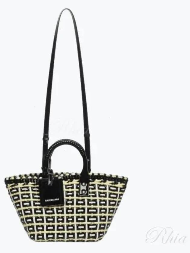 Bistro XS Basket Two Way Tote Bag Black White - BALENCIAGA - BALAAN 2