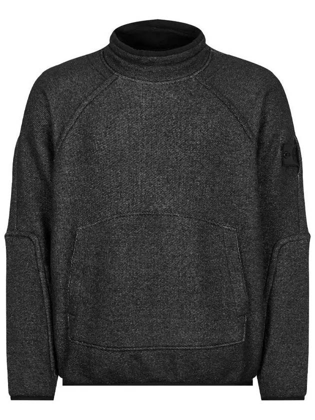 Logo Patch Mock Neck Sweatshirt Black - STONE ISLAND - BALAAN 3