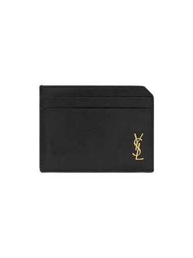 Tiny Cassandre Open Shiny Leather Card Wallet Black - SAINT LAURENT - BALAAN 1