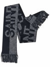 Bicolor Logo Wool Mohair Muffler Black Grey - SAINT LAURENT - BALAAN 5