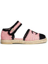ankle strap knit espadrille sandals pink - CHANEL - BALAAN.