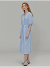 Linen pleated midi dress blue - OPENING SUNSHINE - BALAAN 5