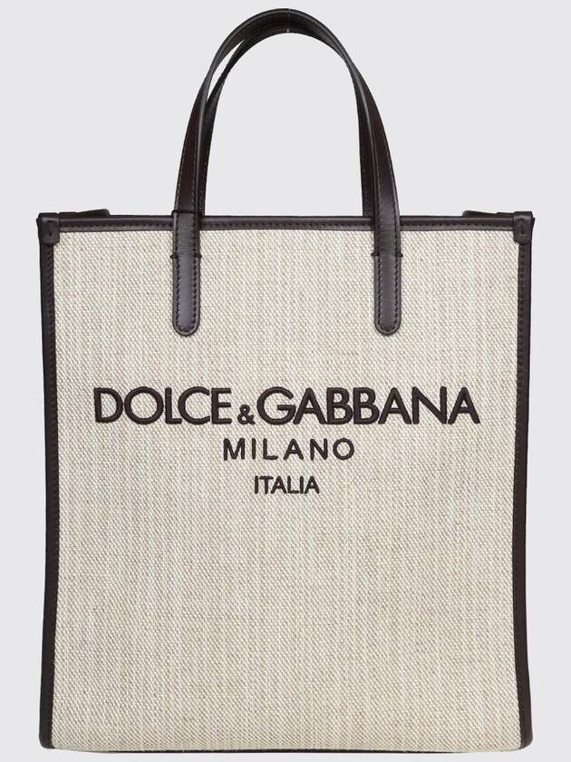 Dolce &amp; Gabbana bag in canvas and leather with contrasting logo - DOLCE&GABBANA - BALAAN 1