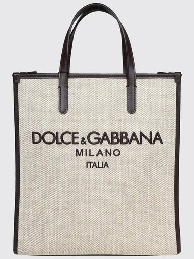 Dolce & Gabbana bag in canvas and leather with contrasting logo - DOLCE&GABBANA - BALAAN 1