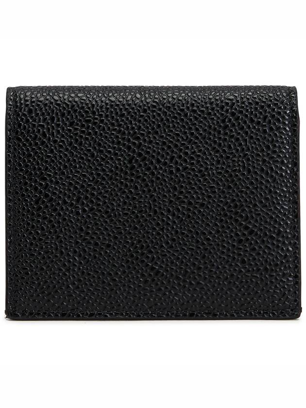 Pebble Grained Leather Double Card Wallet Black - THOM BROWNE - BALAAN 4