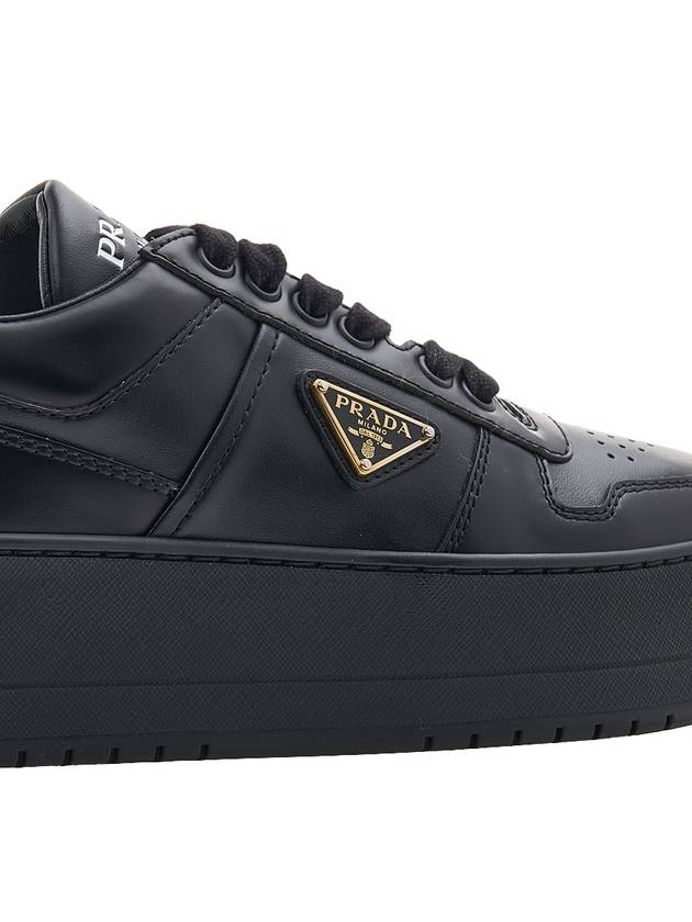 Downtown Bold Leather Low Top Sneakers Black - PRADA - BALAAN 11