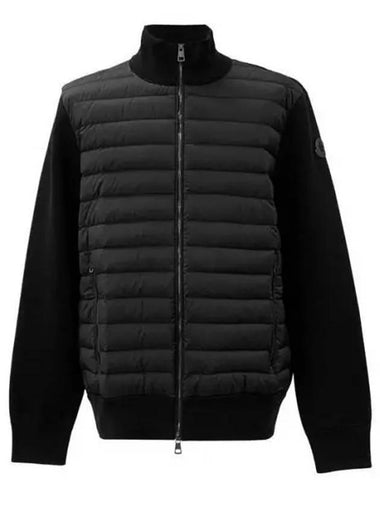 Padded Crêpe Zip-Up Cardigan Black - MONCLER - BALAAN 1