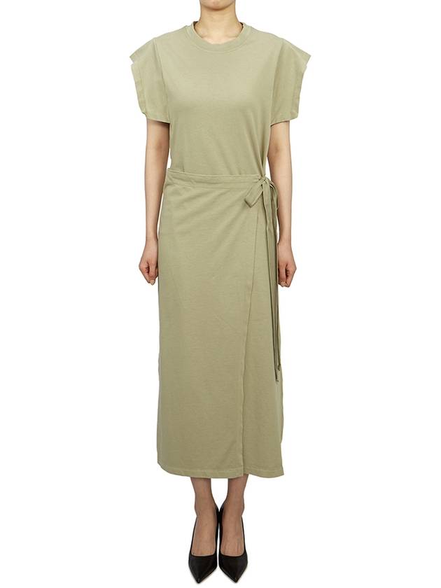 Women's Wrap Short Sleeve Long Dress Green - VANESSA BRUNO - BALAAN 2