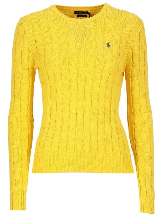 Embroidered Logo Pony Cable Knit Top Yellow - POLO RALPH LAUREN - BALAAN 2